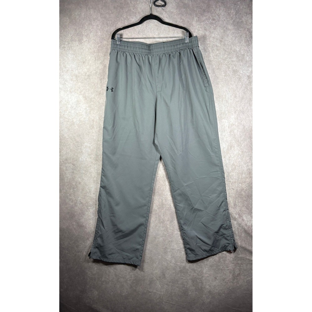 Under Armour Track Pants Mens 2XL Gray Loose Fit Mesh Lined Ankle Zip Athletic